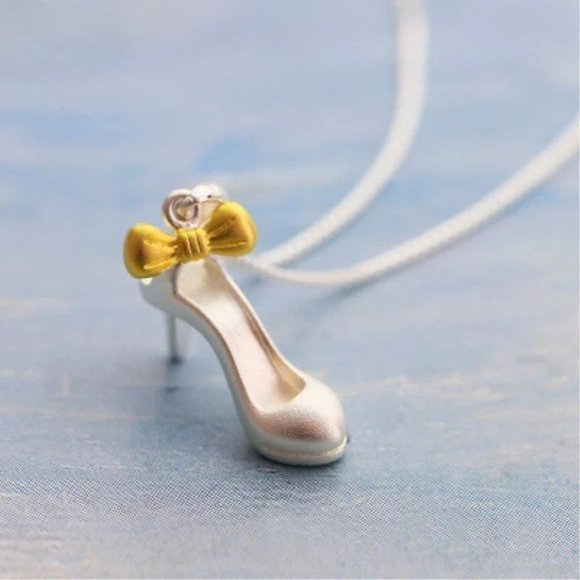 14k Gold Pump Shoe Sterling Silver Necklace - Picture 1 of 9
